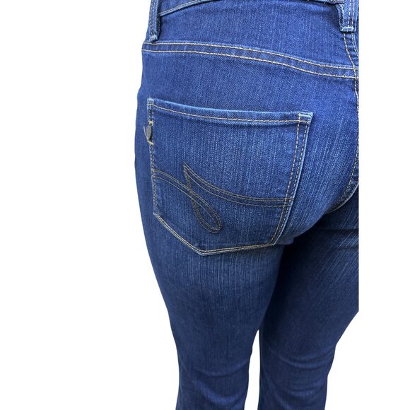 Jag Womens Dark Wash Cropped Bootcut Jeans Mid Rise Raw Sz 6P - Picture 6 of 11